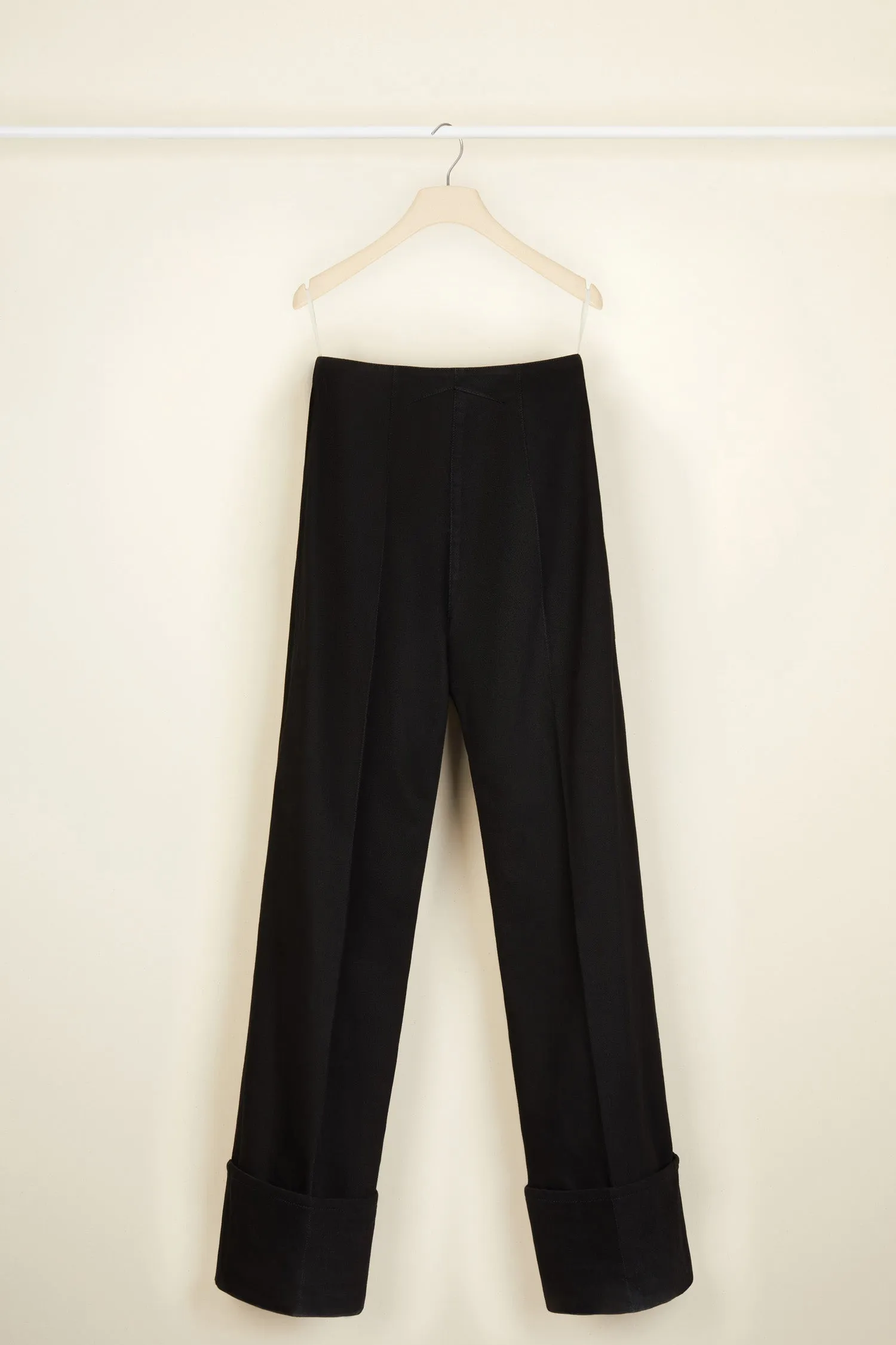 Cuffed wide-leg trousers in organic denim