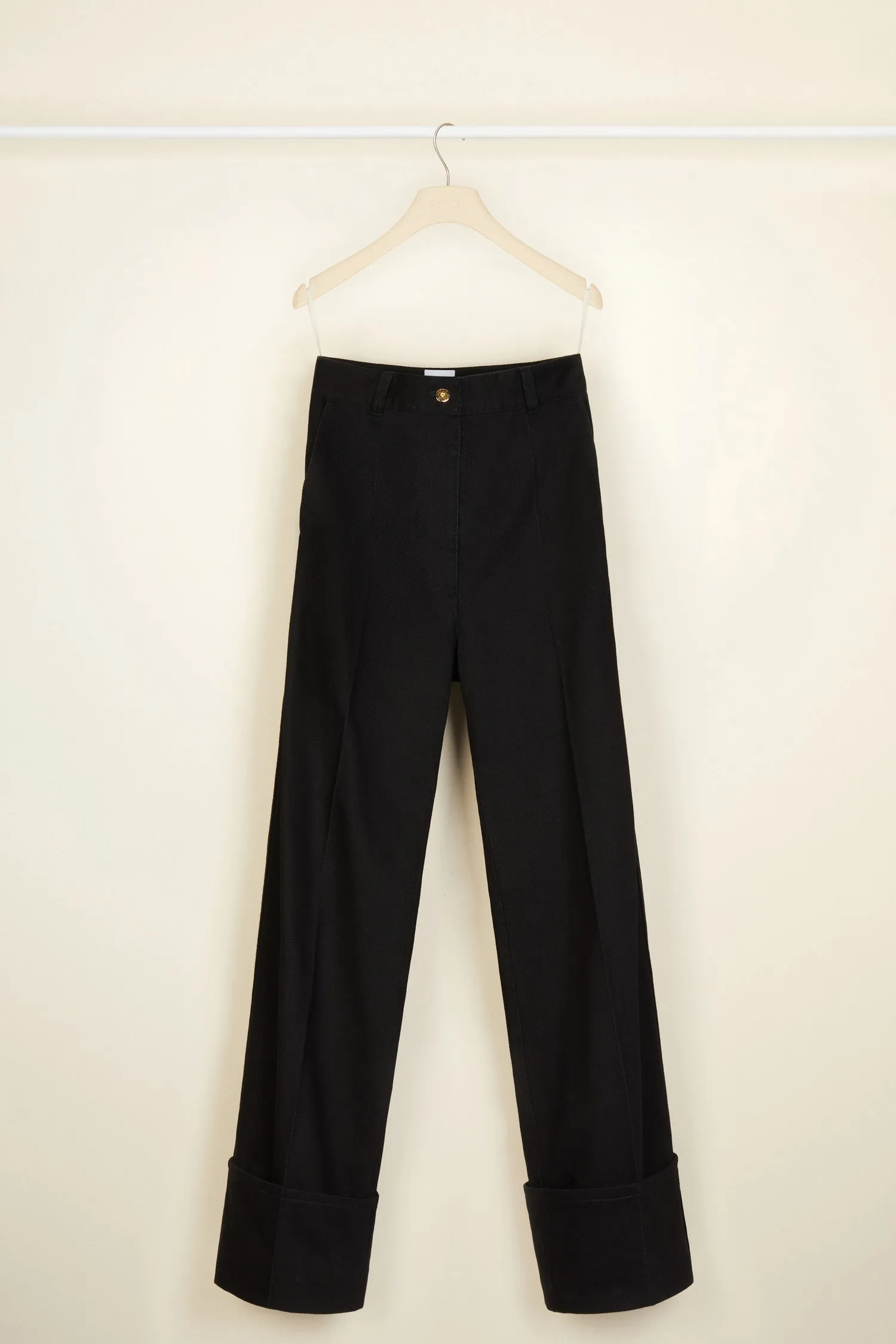 Cuffed wide-leg trousers in organic denim