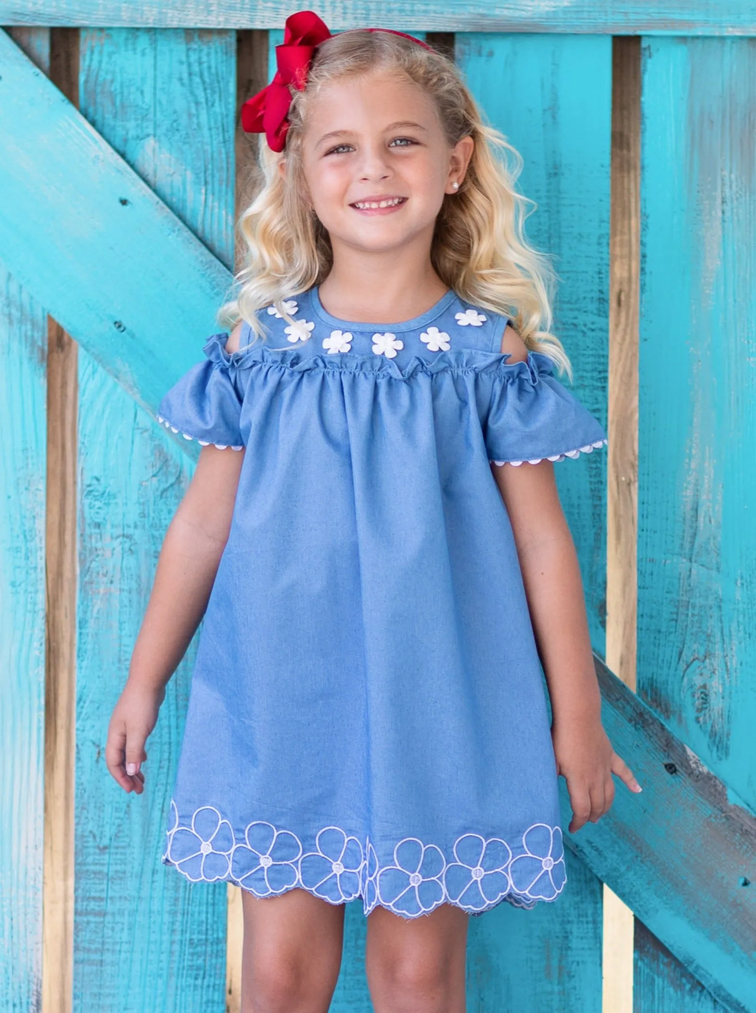 Daisies For Luck Chambray Dress