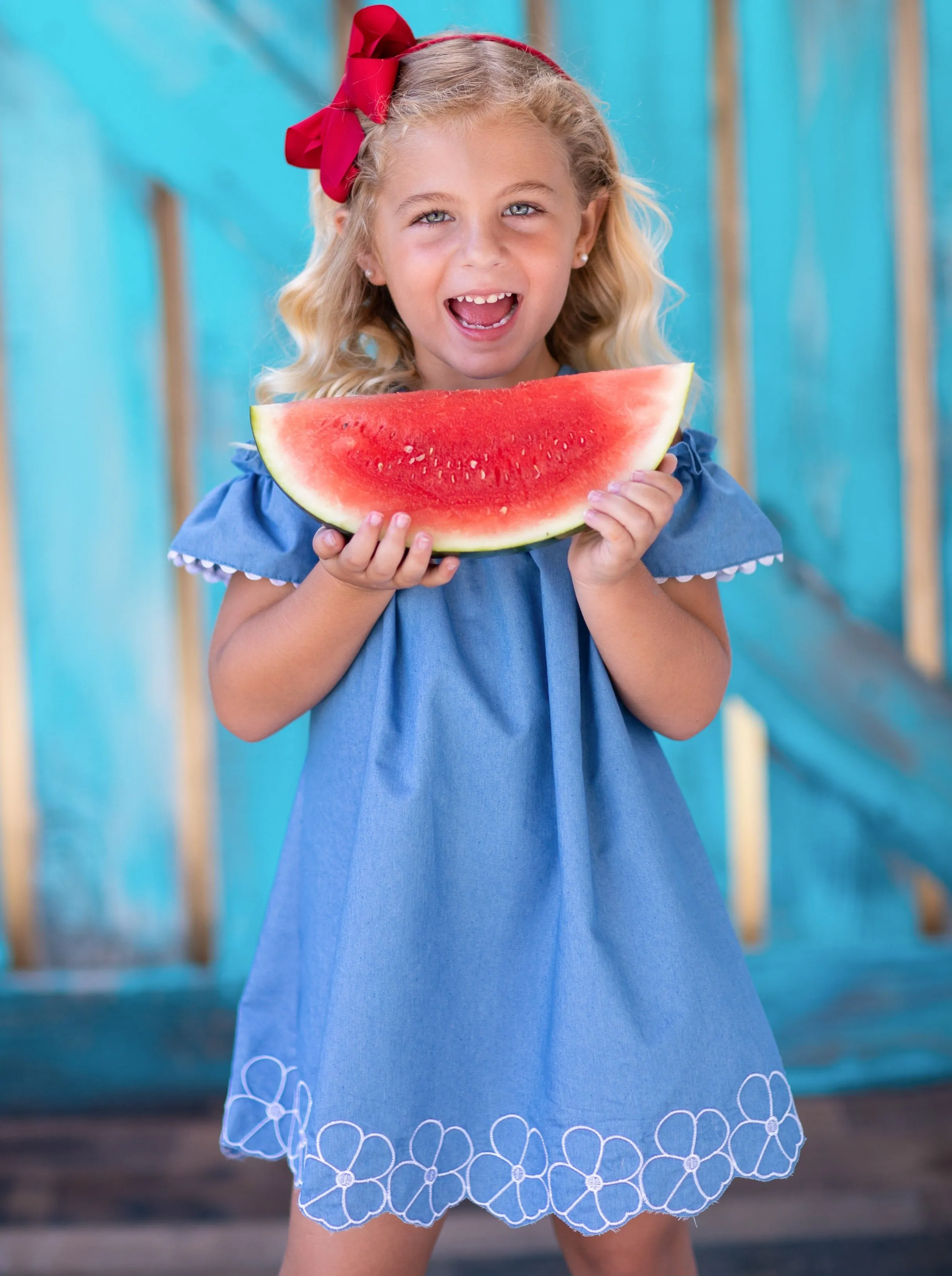 Daisies For Luck Chambray Dress