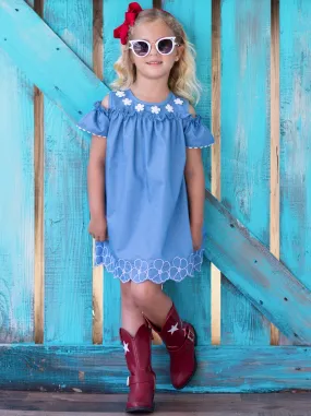 Daisies For Luck Chambray Dress