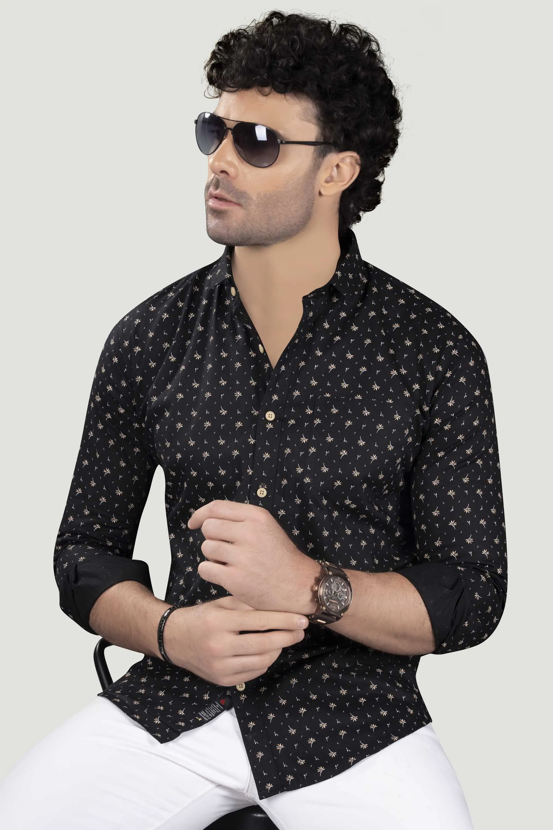 David Black Floral Cotton Printed Shirt