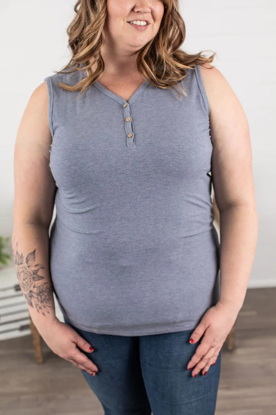 Denim Henley Tank