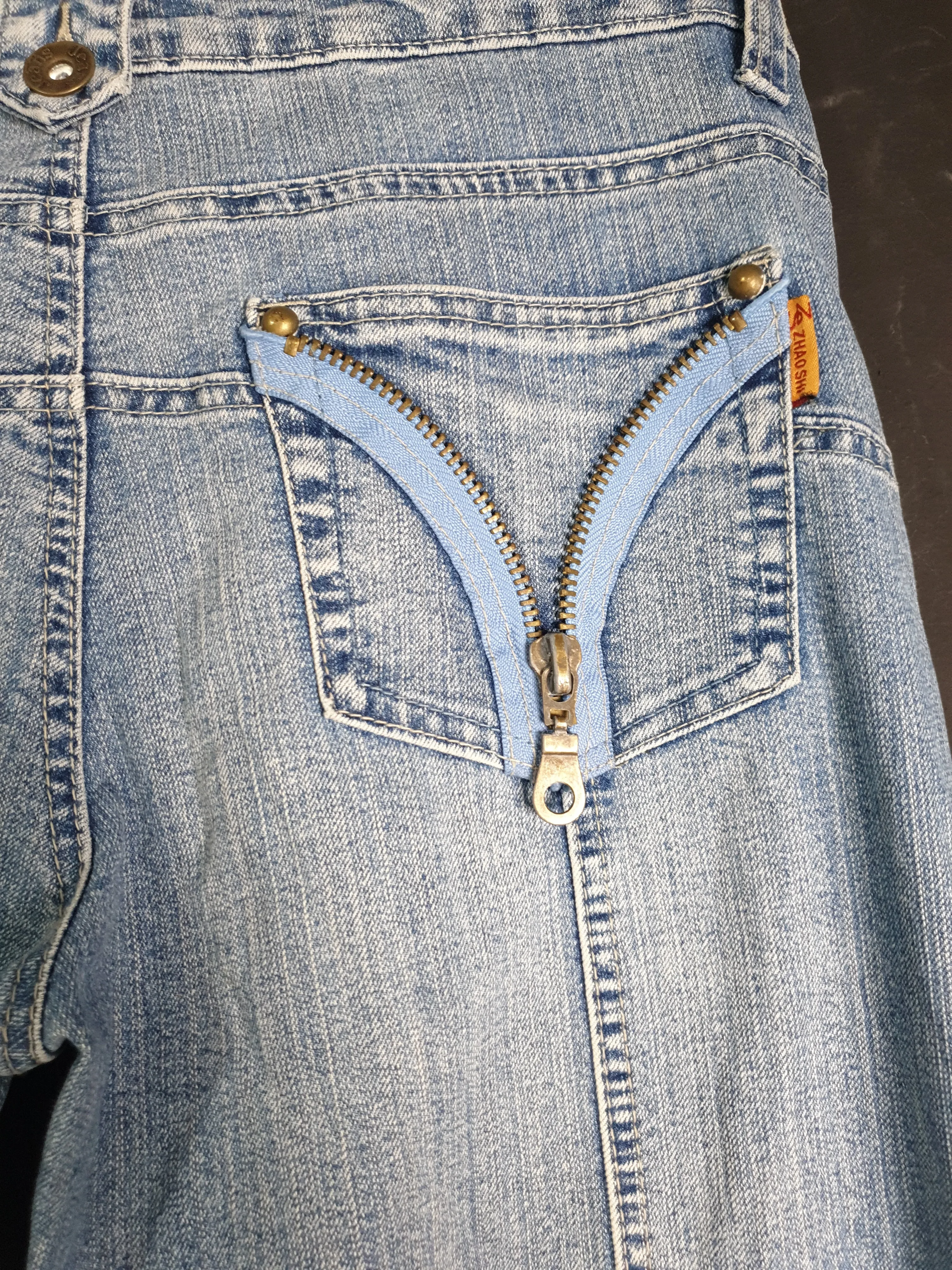 Denim Pants with Zipper Detailing