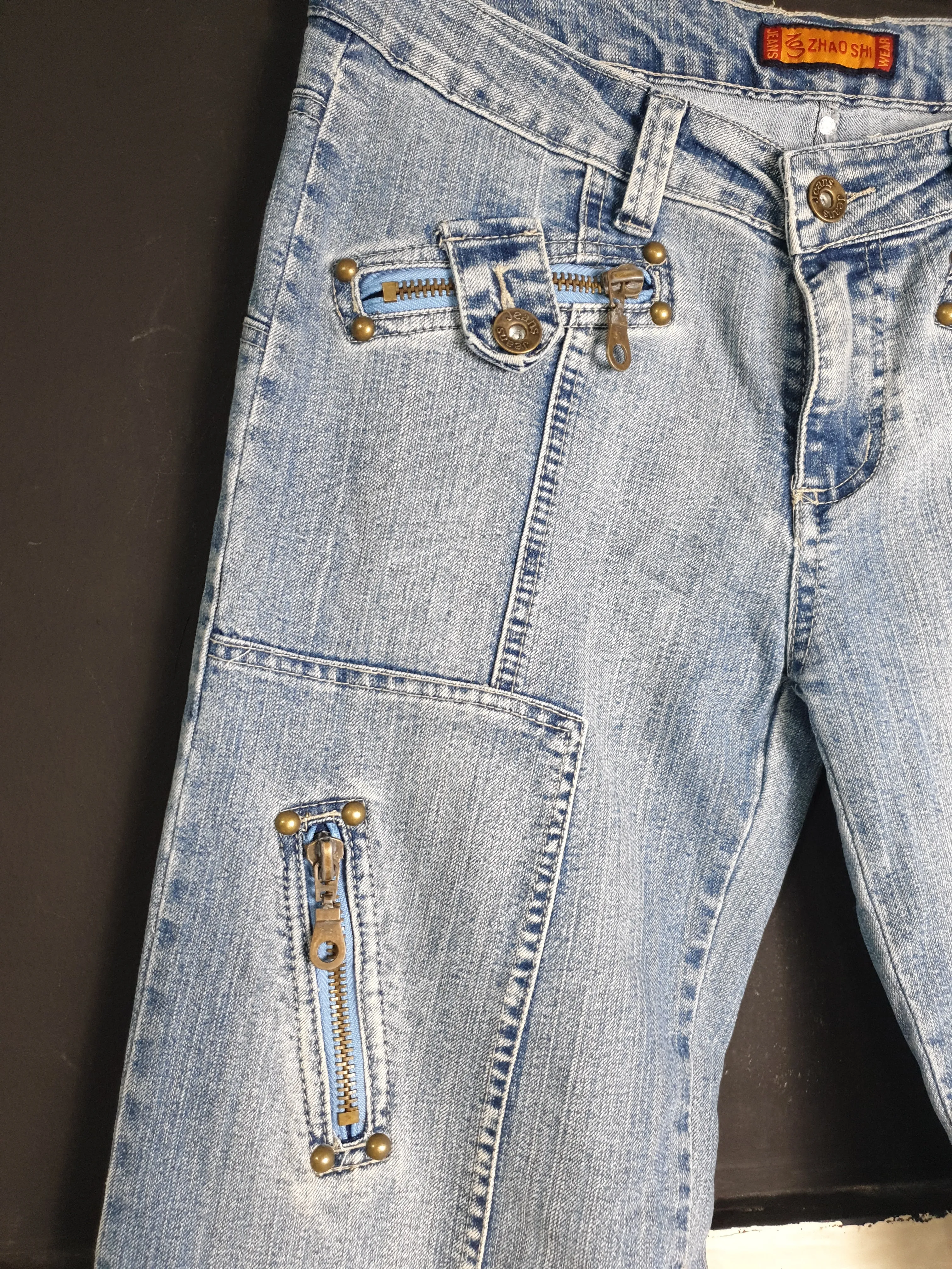 Denim Pants with Zipper Detailing