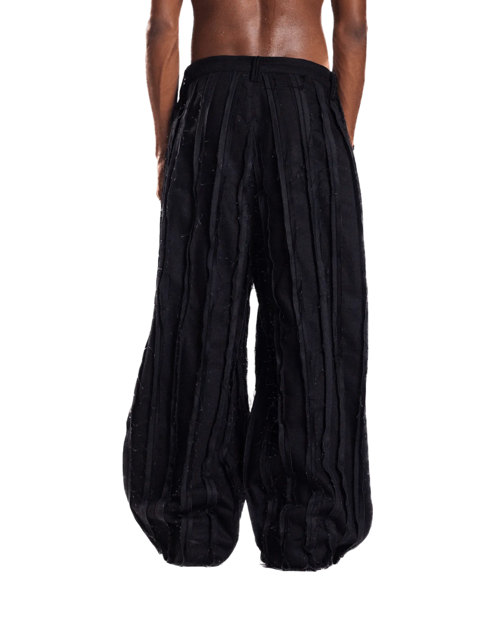 DISTRESSED DENIM TROUSERS