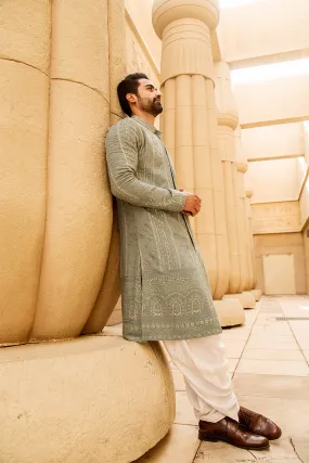 Duck Egg Blue Lucknowi Kurta Set