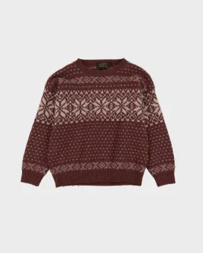 Eddie Bauer Burgundy Patterned Knitted Jumper- S