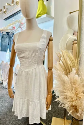 Eli White Short Flowy Square Neck Dress