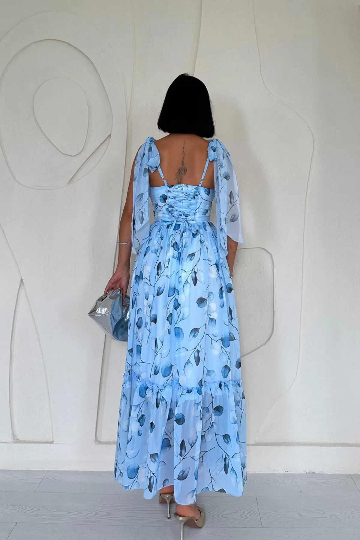 ELS Chiffon Draped Dress - Blue - Tepalcatepec