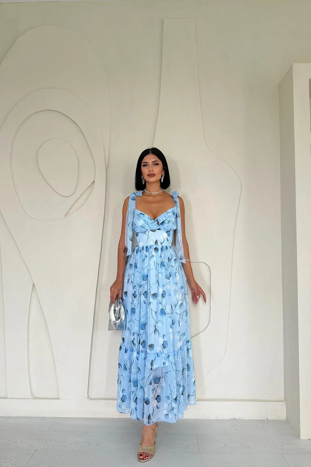ELS Chiffon Draped Dress - Blue - Tepalcatepec