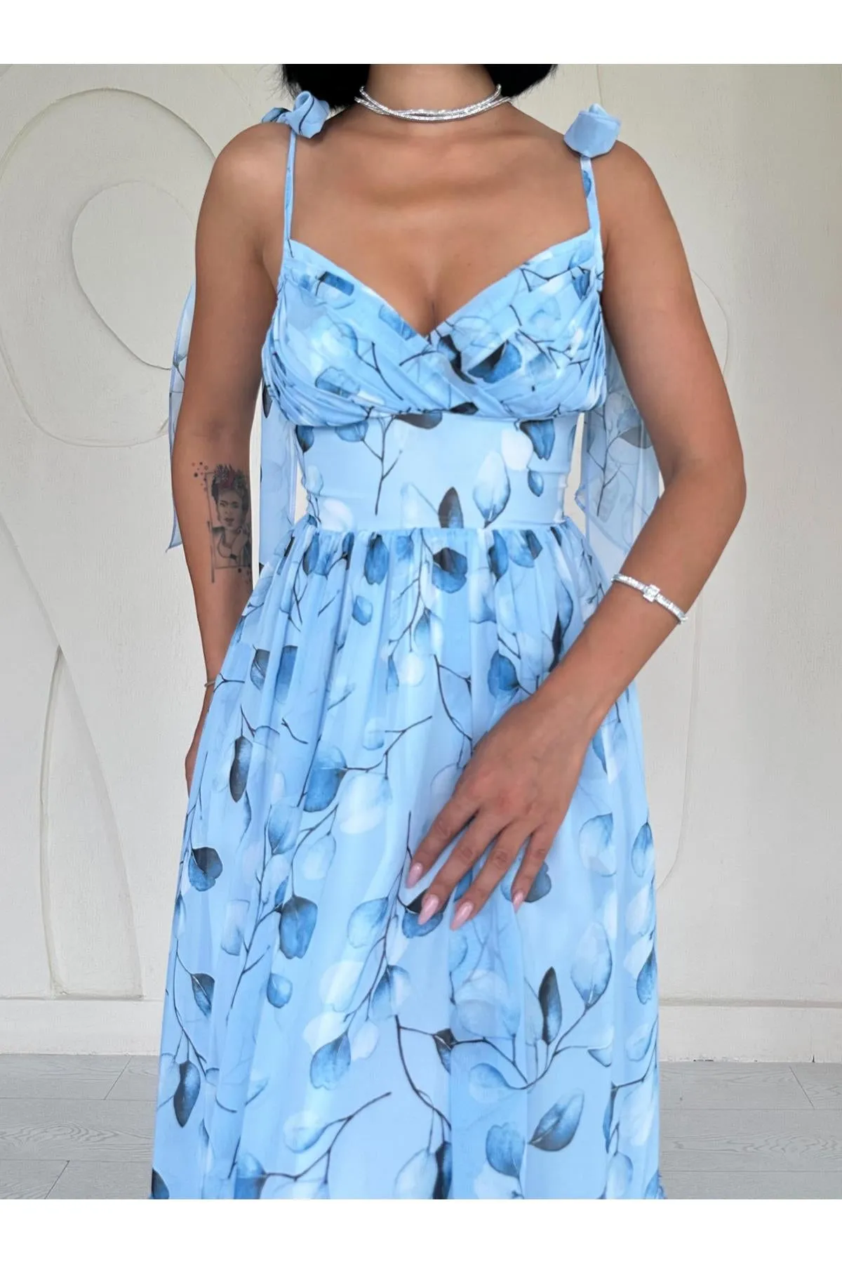 ELS Chiffon Draped Dress - Blue - Tepalcatepec