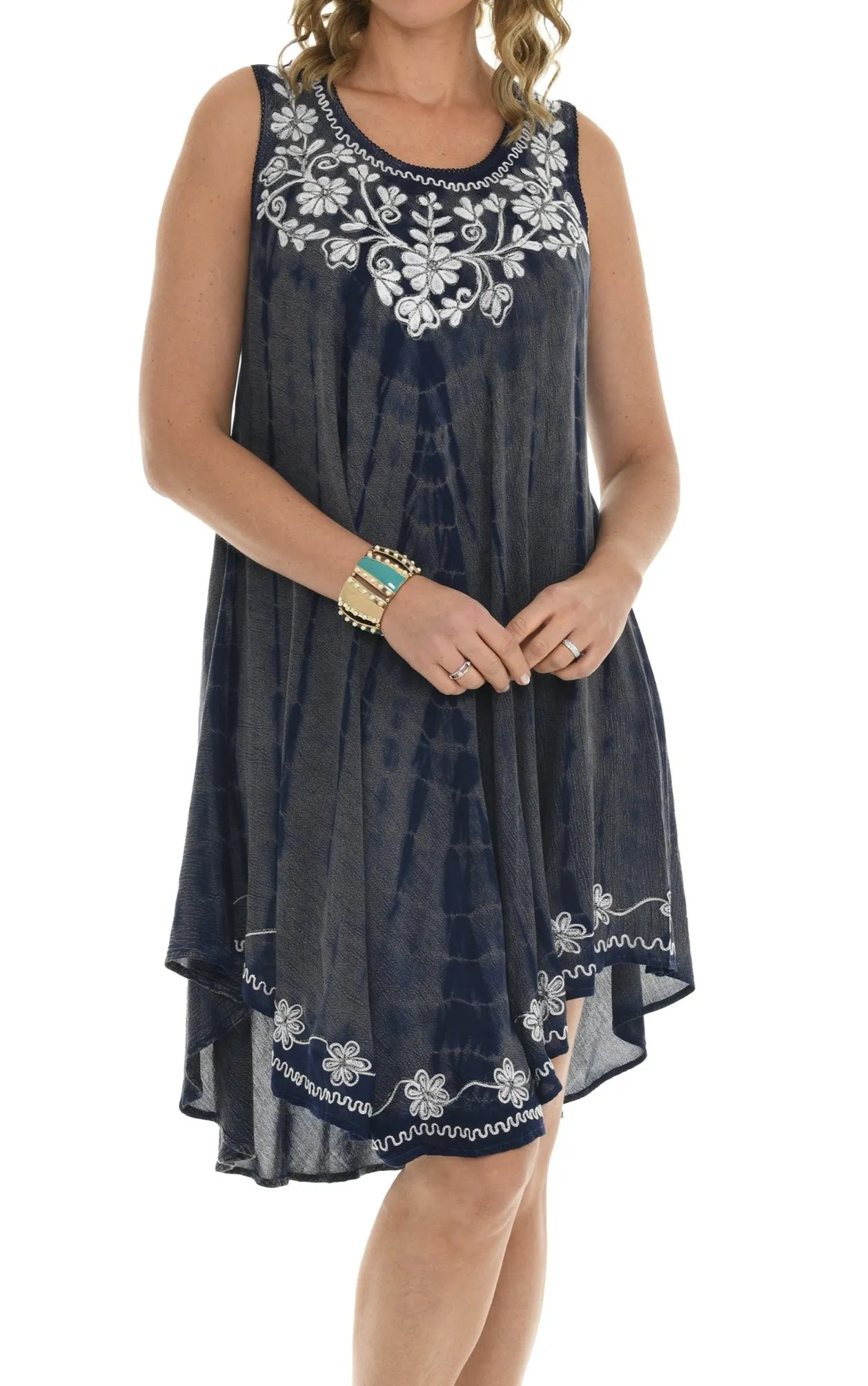 Embroidery Tie Dye Umbrella Dress