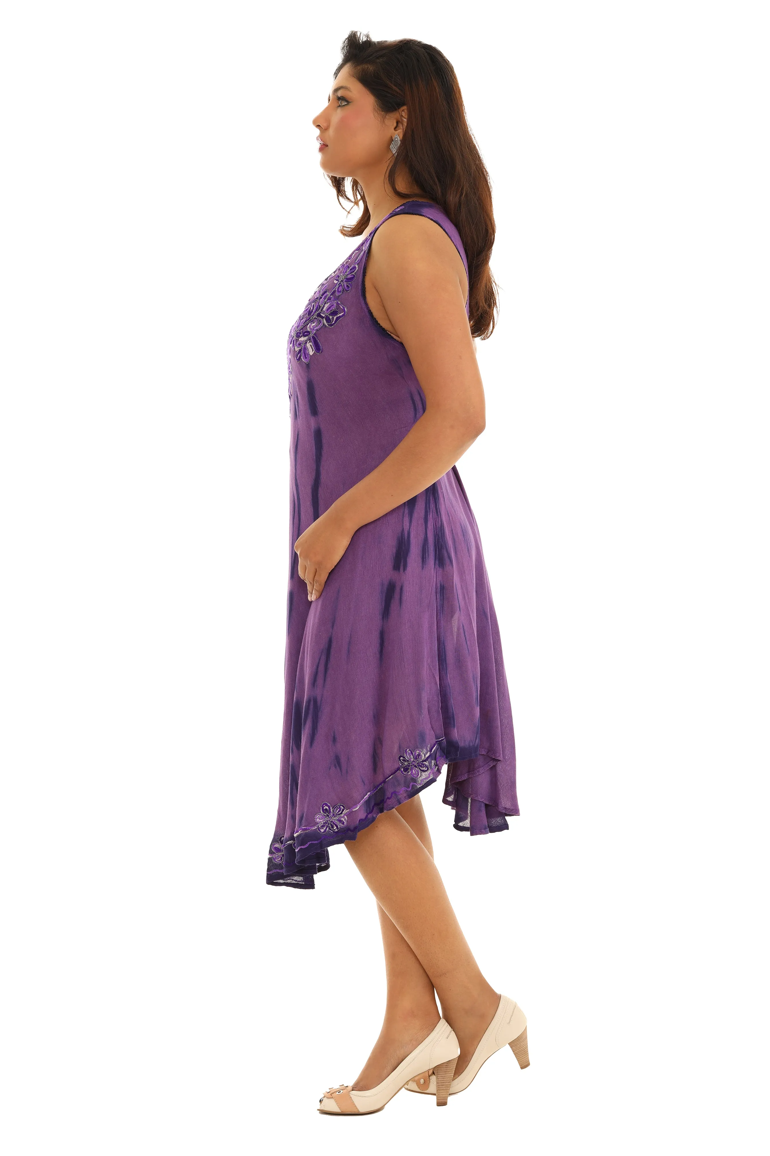 Embroidery Tie Dye Umbrella Dress