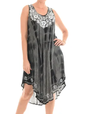 Embroidery Tie Dye Umbrella Dress