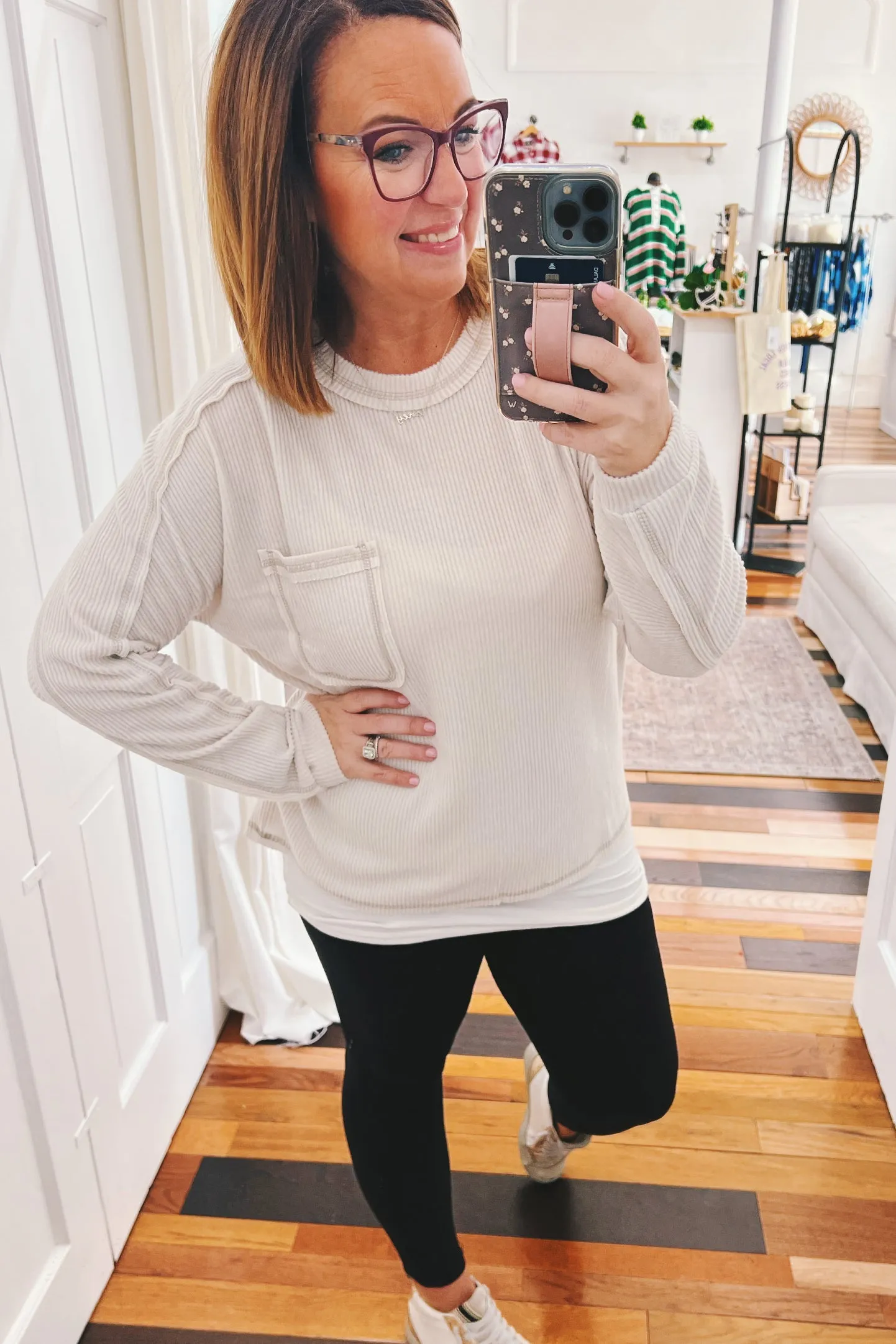 Ethel Ribbed Round Neck Sweater Sand Beige