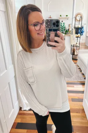Ethel Ribbed Round Neck Sweater Sand Beige