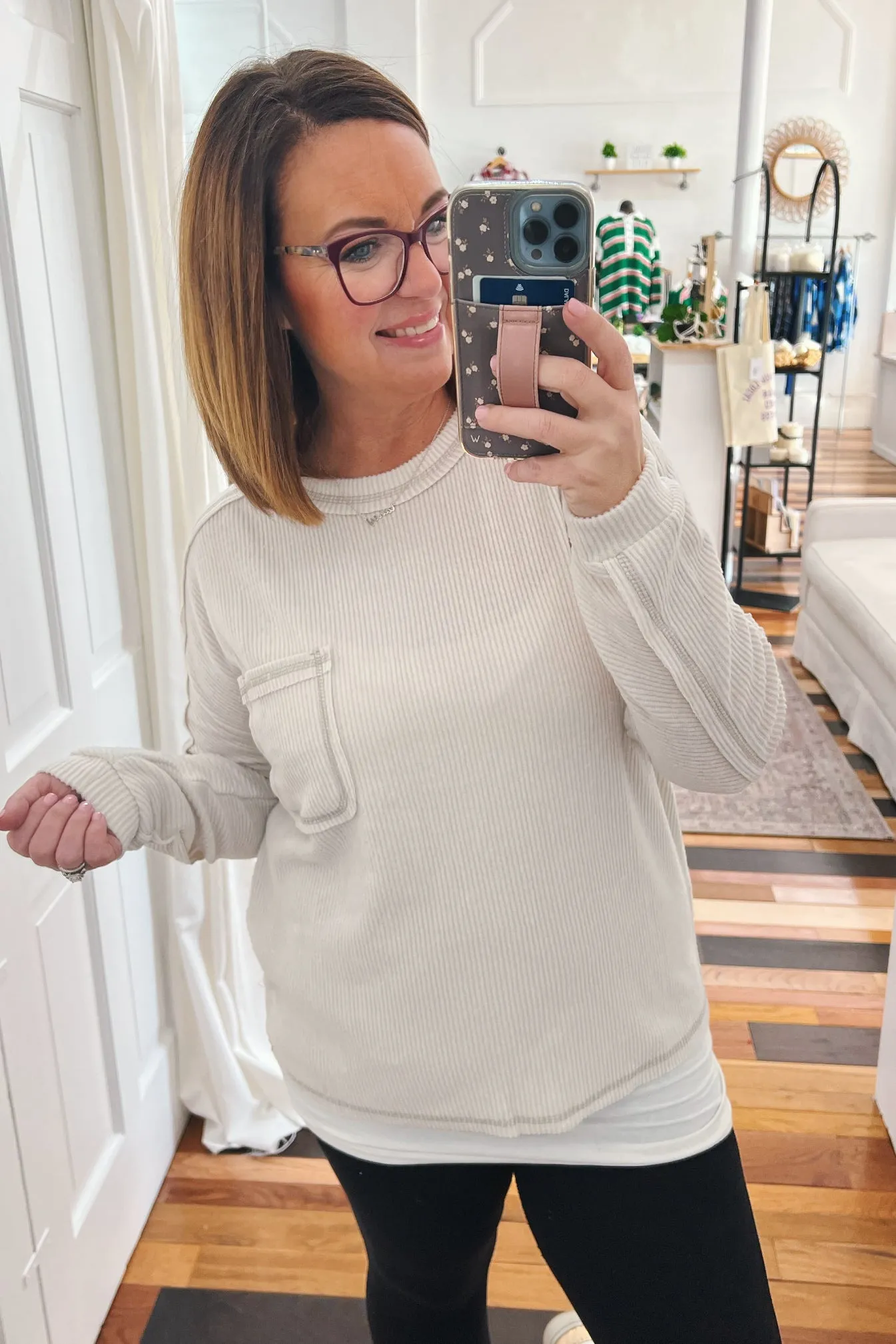 Ethel Ribbed Round Neck Sweater Sand Beige