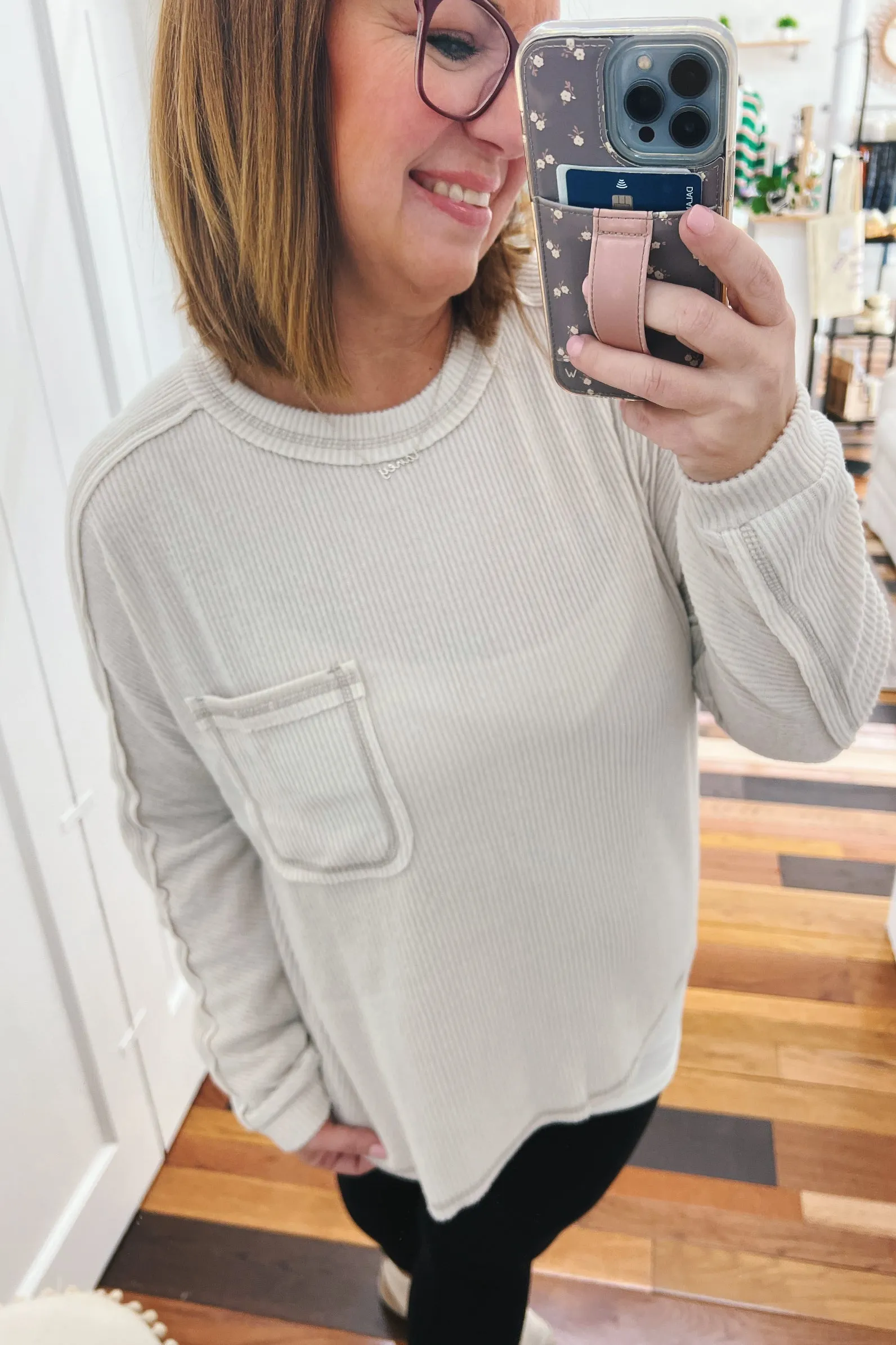 Ethel Ribbed Round Neck Sweater Sand Beige