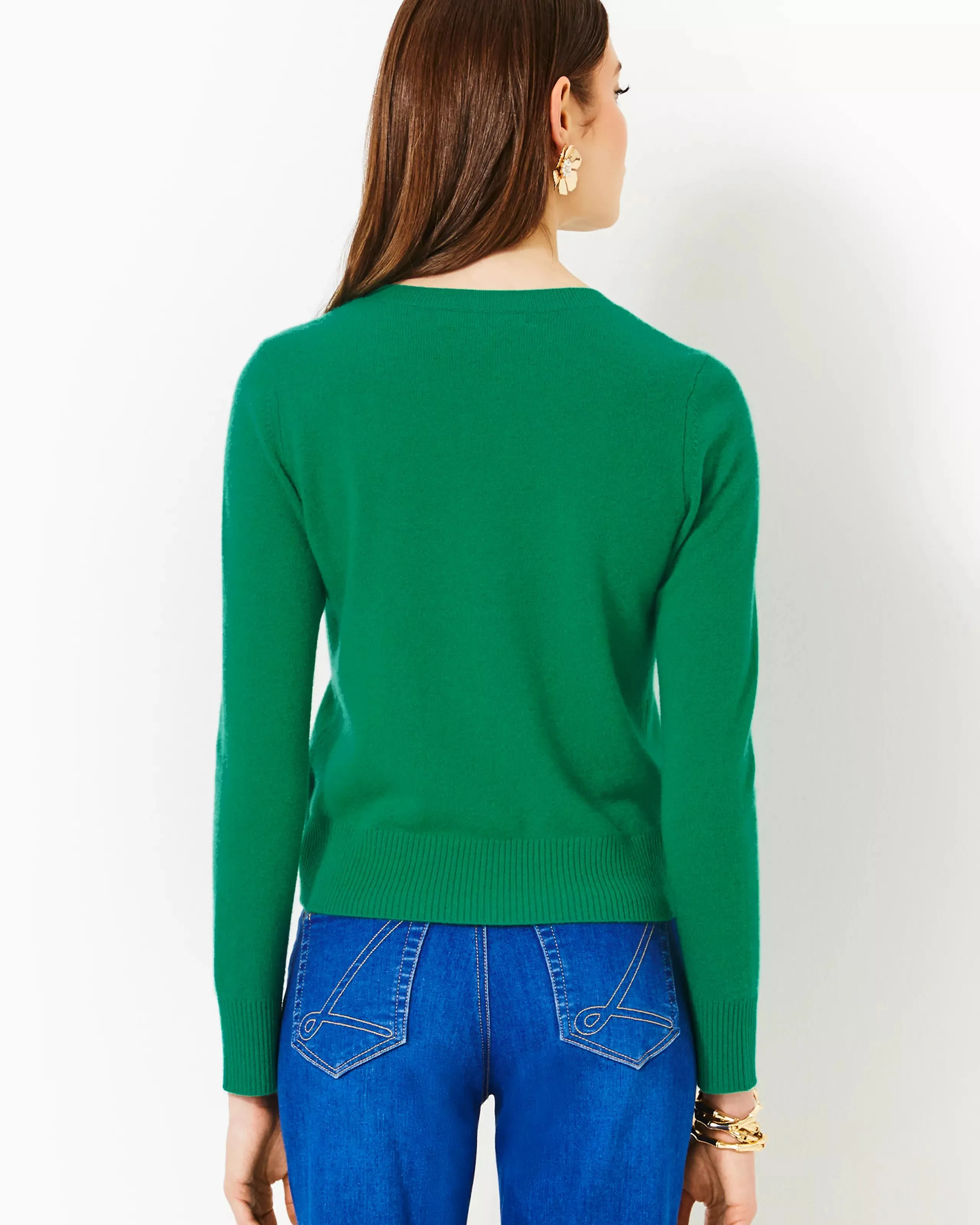 FAIRLEY CASHMERE CARDIGAN HEATHERED FIDDLE LEAF GREEN