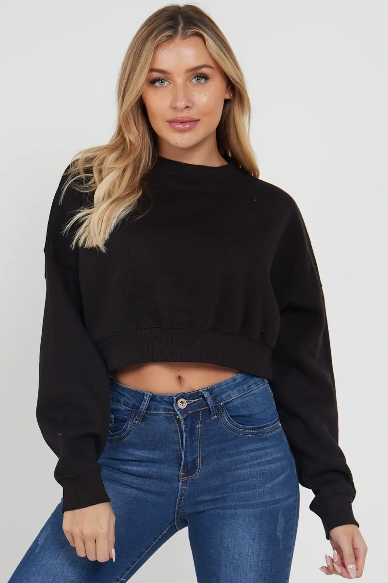 Fleece Jersey Baggy Crop Jumper - Logan