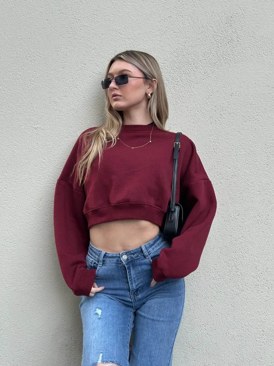 Fleece Jersey Baggy Crop Jumper - Logan