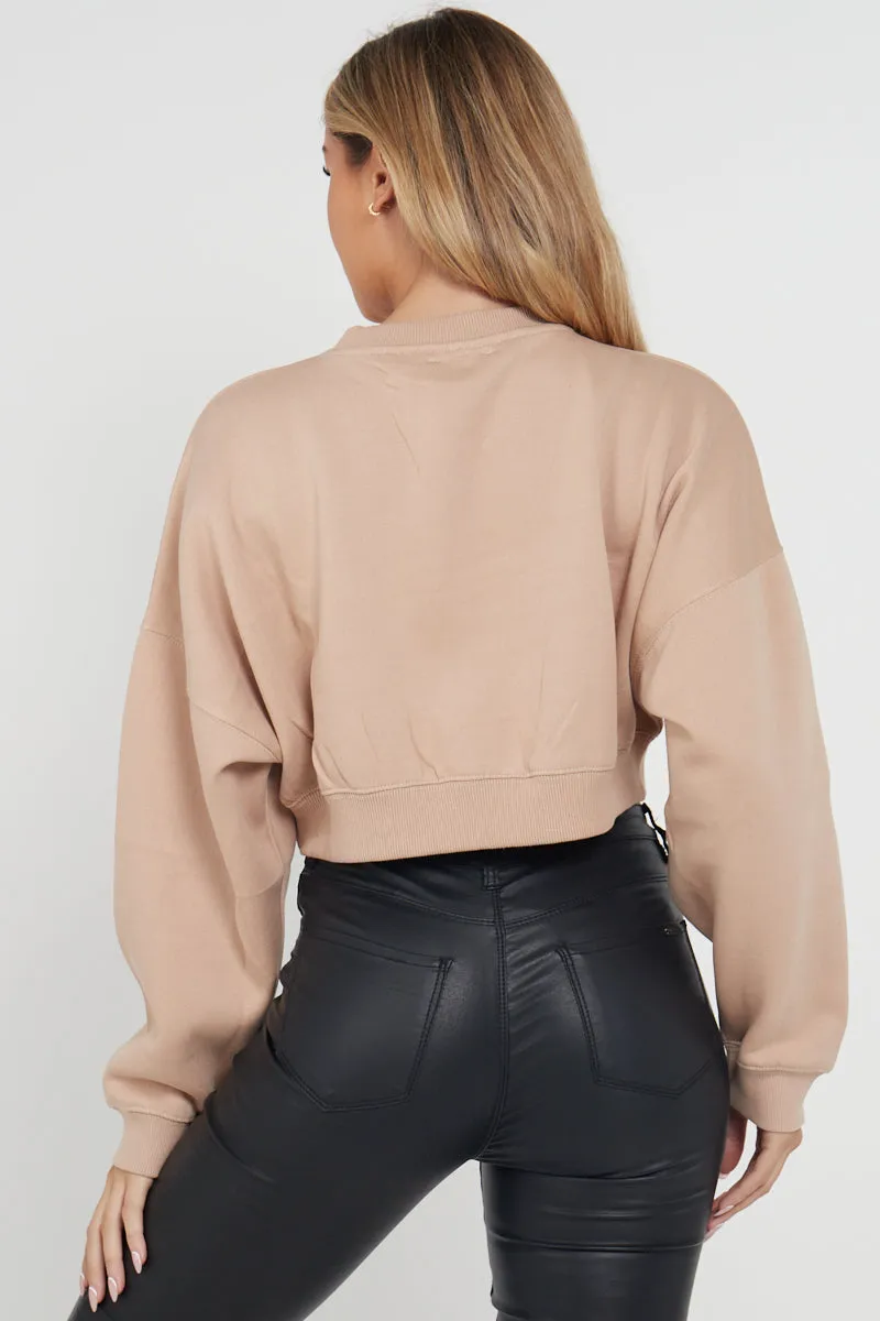 Fleece Jersey Baggy Crop Jumper - Logan