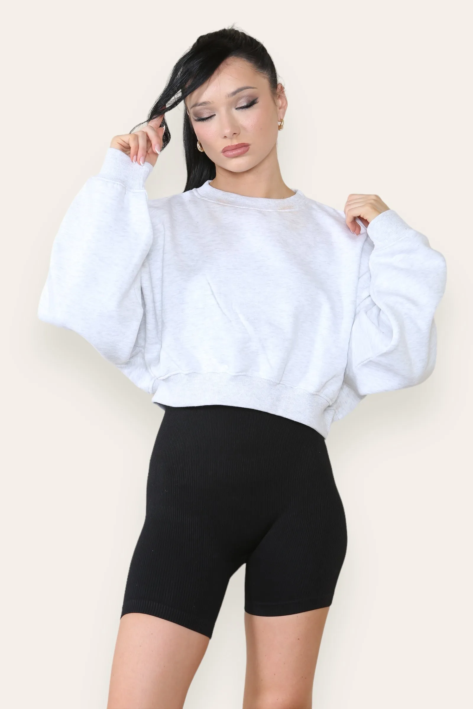 Fleece Jersey Baggy Crop Jumper - Logan
