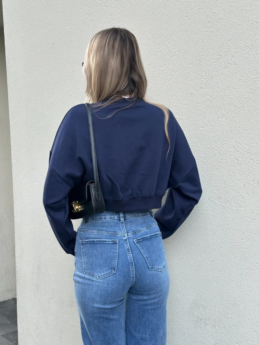 Fleece Jersey Baggy Crop Jumper - Logan