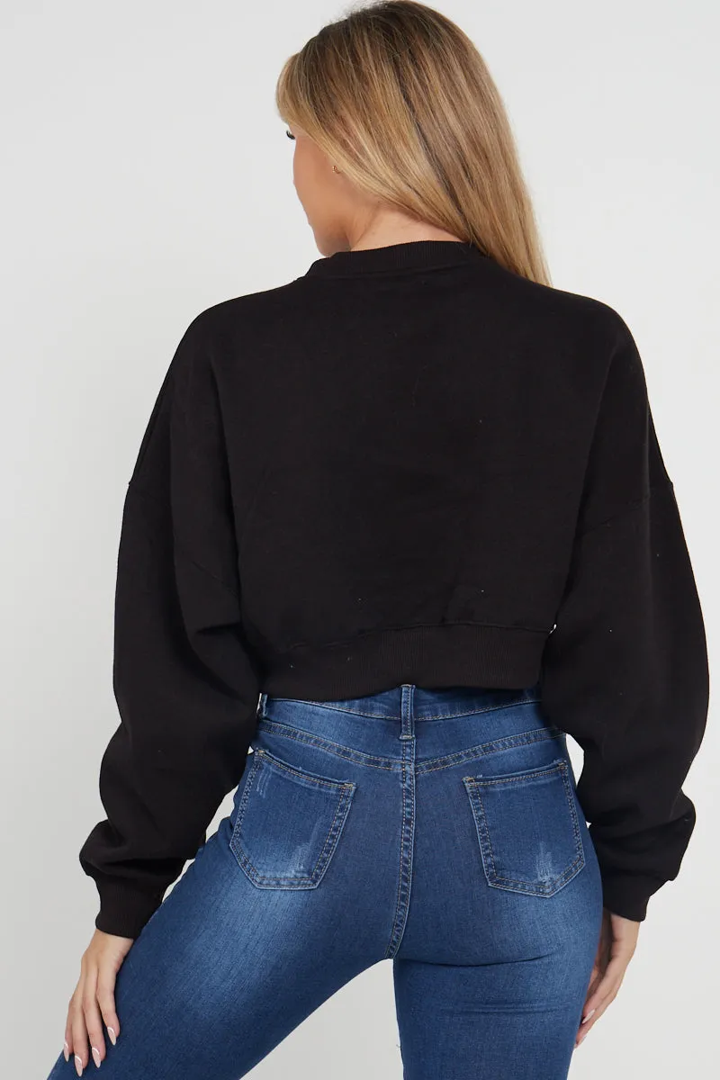 Fleece Jersey Baggy Crop Jumper - Logan