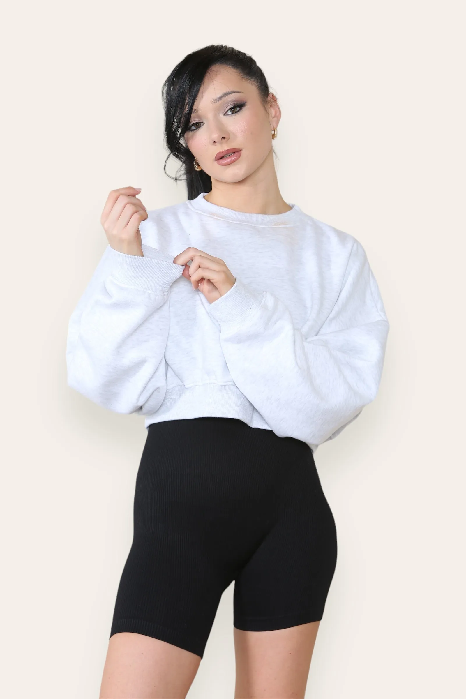 Fleece Jersey Baggy Crop Jumper - Logan