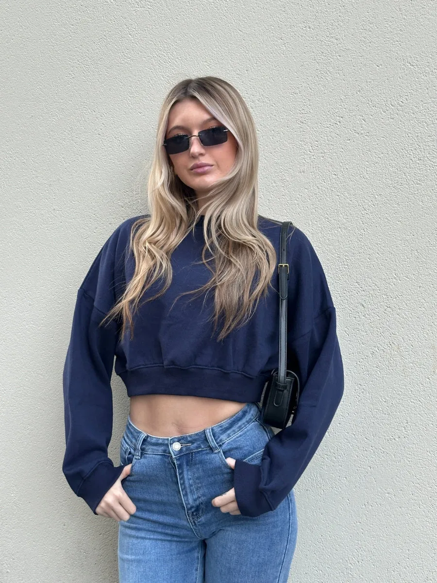 Fleece Jersey Baggy Crop Jumper - Logan