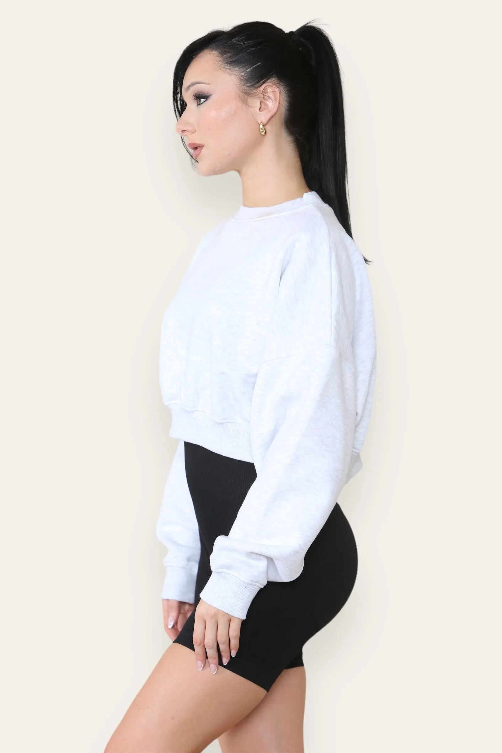 Fleece Jersey Baggy Crop Jumper - Logan