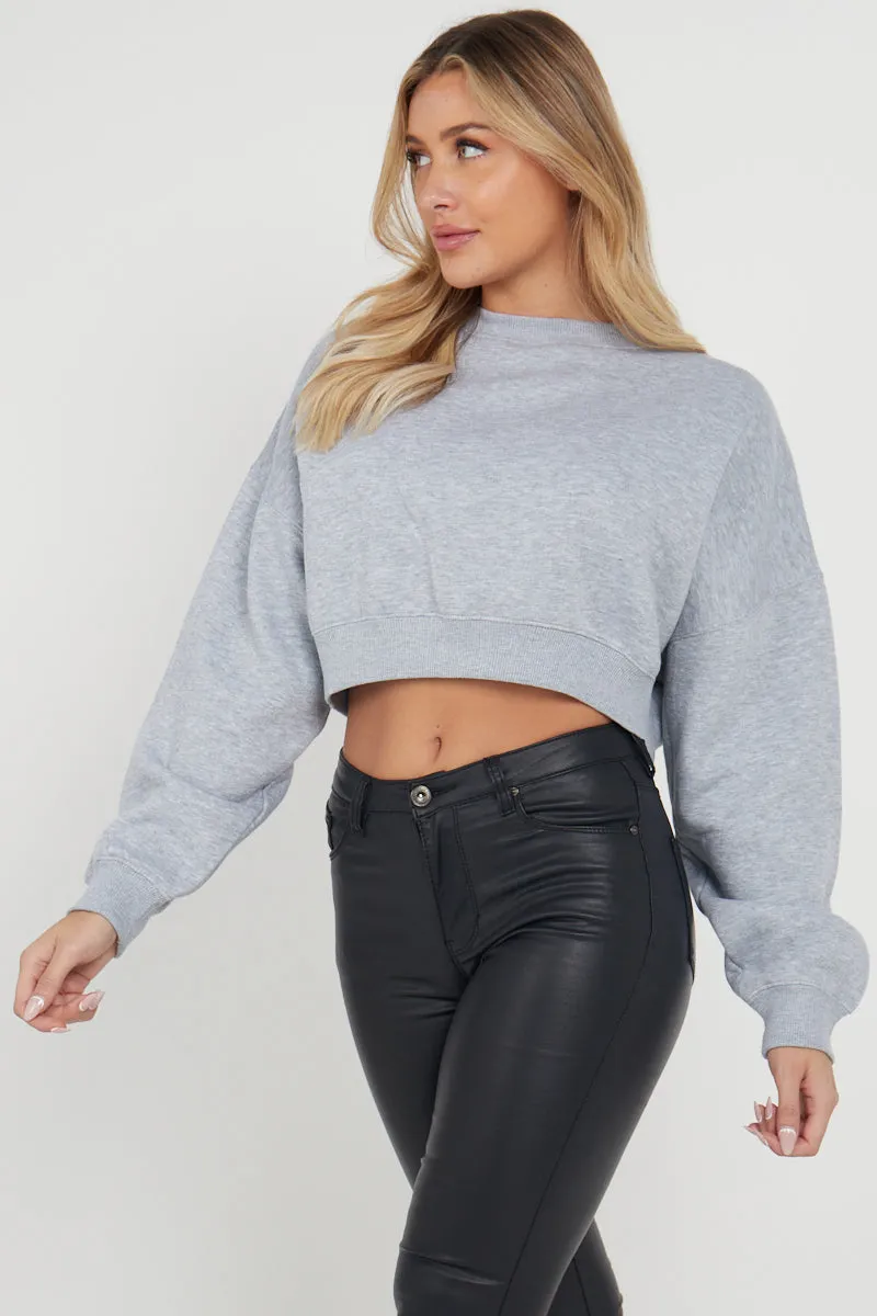 Fleece Jersey Baggy Crop Jumper - Logan