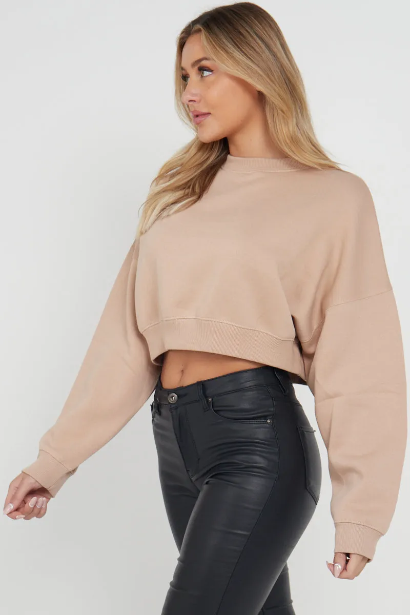Fleece Jersey Baggy Crop Jumper - Logan