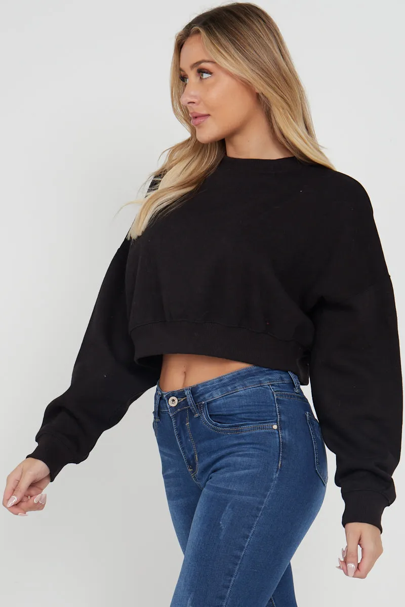 Fleece Jersey Baggy Crop Jumper - Logan