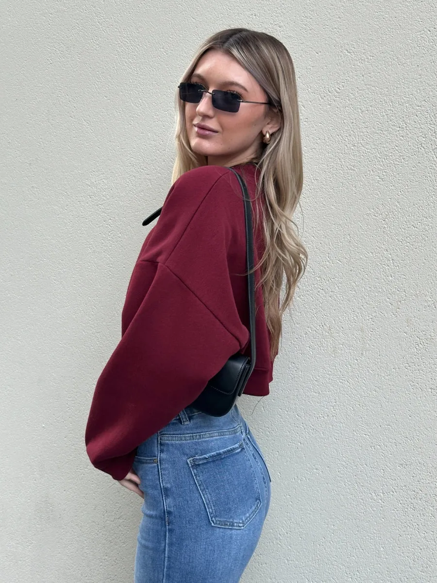 Fleece Jersey Baggy Crop Jumper - Logan