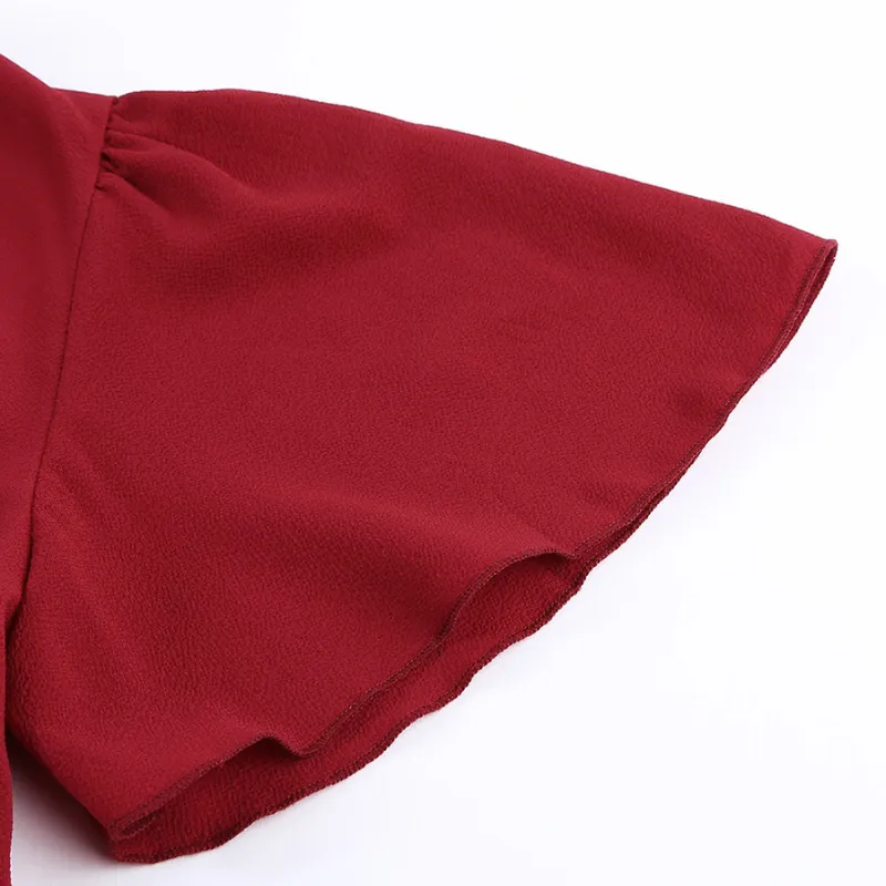 Flounce Sleeve V- Neck Casual Dress
