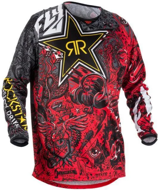 Fly Racing Kinetic Rockstar Men's Red Motocross Jersey