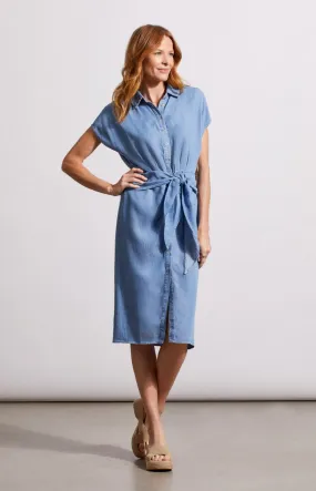 Front Tie Button-Up Shirt Dress