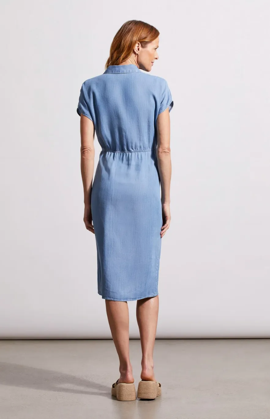 Front Tie Button-Up Shirt Dress