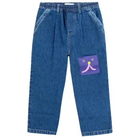 Funny Face Denim Sweatpants by Bobo Choses