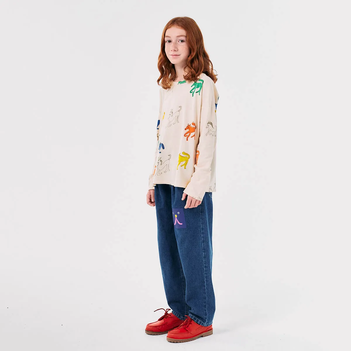 Funny Face Denim Sweatpants by Bobo Choses