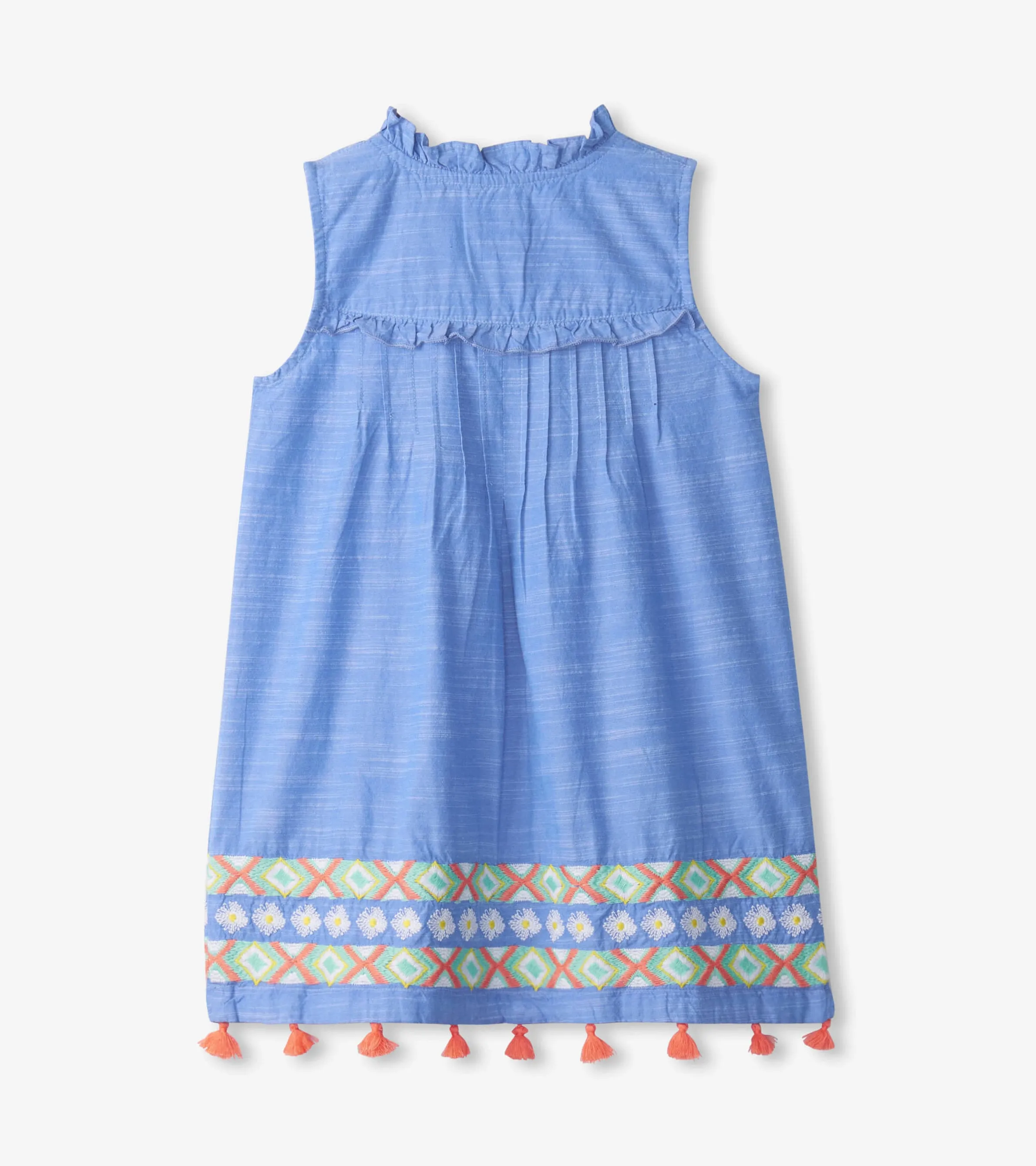 Girls Chambray Pintuck Dress