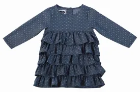 Girls Dress | Denim / Chambray Ruffle & Pindots