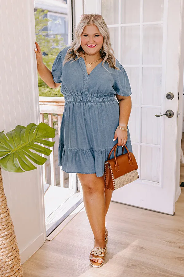 Greece Tour Chambray Mini Dress Curves