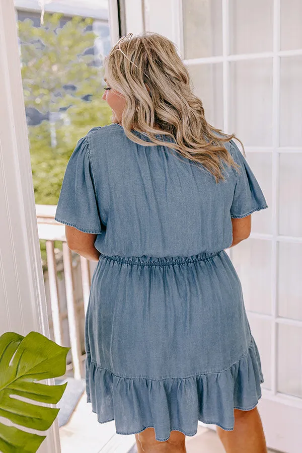 Greece Tour Chambray Mini Dress Curves