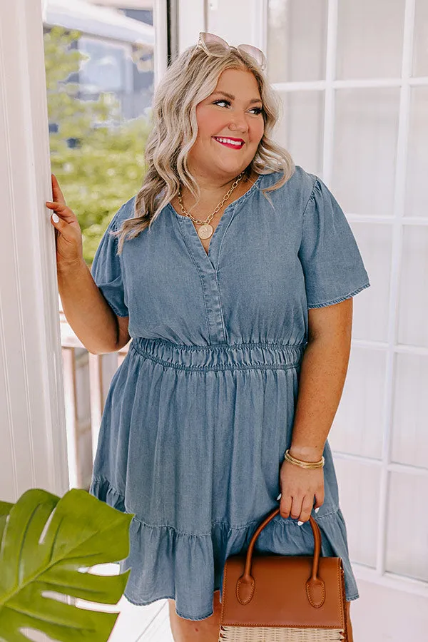 Greece Tour Chambray Mini Dress Curves