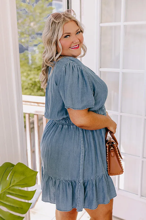 Greece Tour Chambray Mini Dress Curves