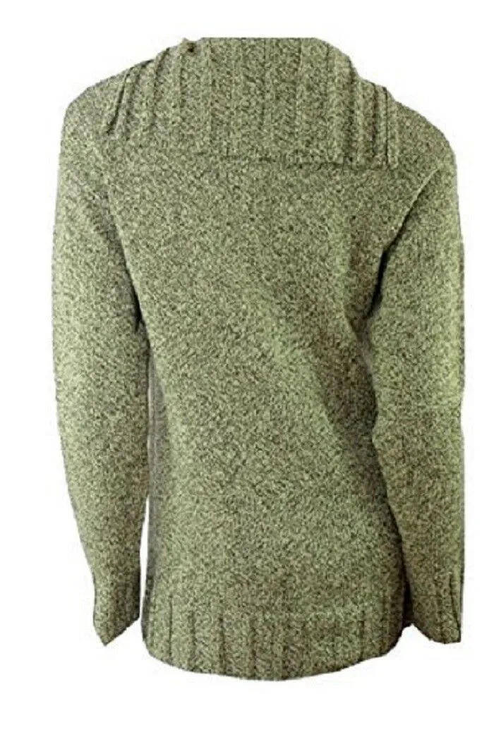 Green Real Comfort Large Collar Tie Neck Jumper